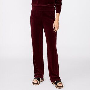 MONROW Vintage Velour Wide Leg Sweats Size Large Merlot Maroon Pull On Pants